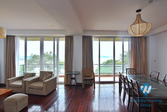 Lake view 03 bedrooms apartment with big balcony for rent in Tay Ho area