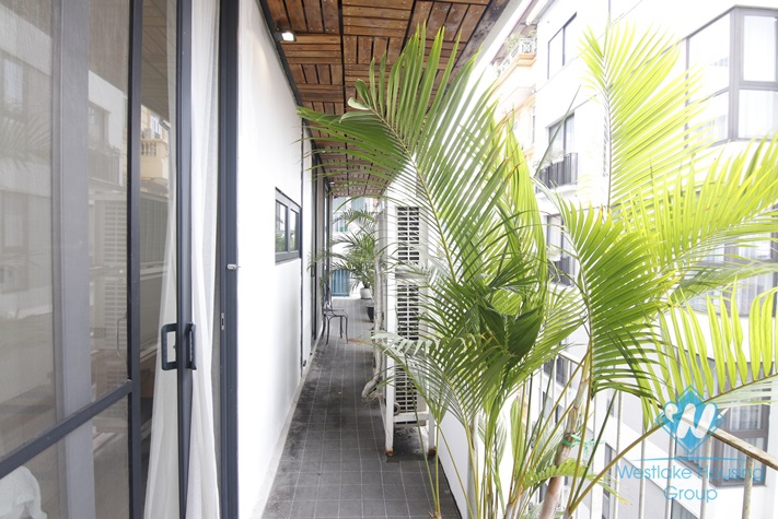 Serviced apartment with long balcony for rent in Kim Ma, Ba Dinh
