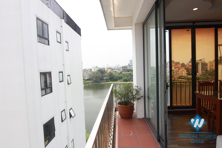 Lake view apartment with 3 bedrooms for rent in quiet alley Au Co st, Tay Ho District 