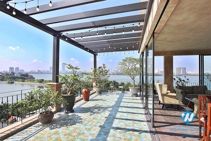 A Elegant and Modern 03 Bedrooms Duplex with lakeview for rent in Dang Thai Mai st, Tay Ho area.