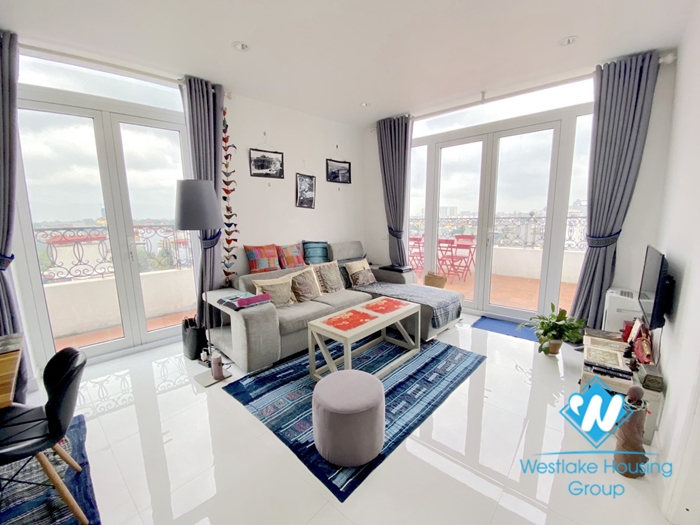 Magnificent 02 bedroom apartment with breaking view from wonderful balcony for rent  in Ngoc Thuy