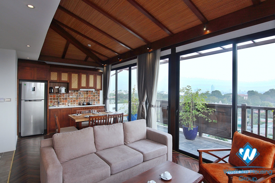 Asian contemporary design 2 BR PENTHOUSE for rent in the heart of Tay Ho, Hanoi
