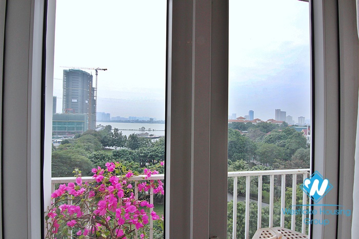 Lake view three bedrooms apartment for rent in To Ngoc Van st, Tay Ho
