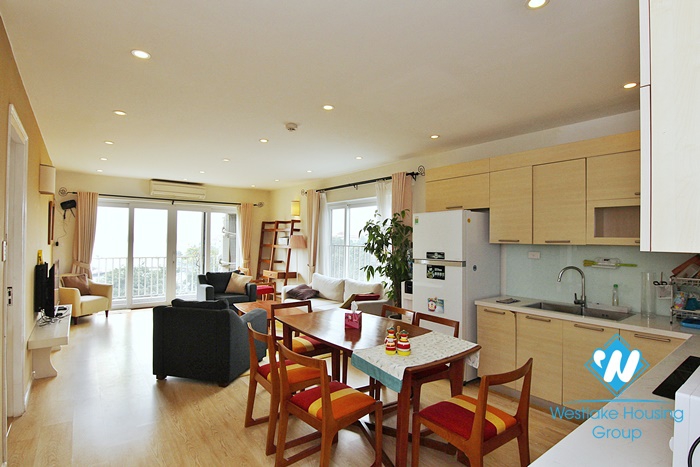 Lake view three bedrooms apartment for rent in To Ngoc Van st, Tay Ho