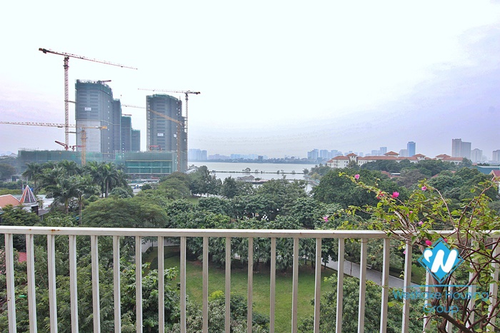 Lake view three bedrooms apartment for rent in To Ngoc Van st, Tay Ho
