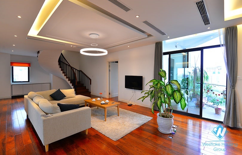 Bright and modern 3 bedrooms duplex apartment for rent in central Ba Dinh area, Hanoi
