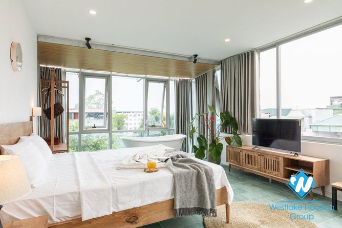 Super large light studio apartment for rent in Hoan Kiem.