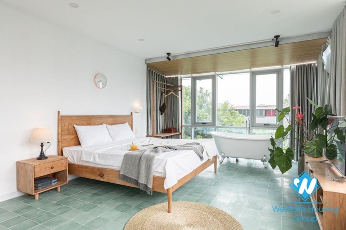 Super large light studio apartment for rent in Hoan Kiem.