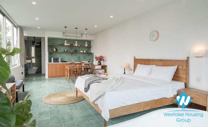 Super large light studio apartment for rent in Hoan Kiem.