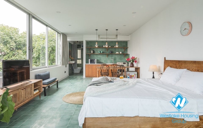 Super large light studio apartment for rent in Hoan Kiem.