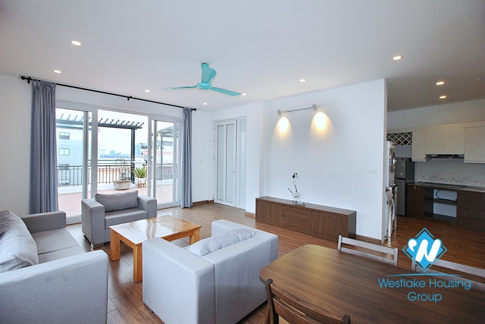 Lake view one bedroom apartment with huge balcony for rent in Dang Thai Mai, Tay Ho