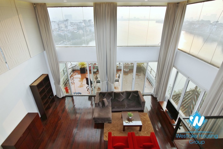 Fabulous lake view duplex apartment for rent in West lake area, Tay Ho, Hanoi, Vietnam