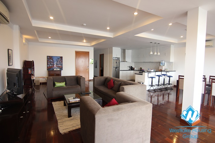 Lake view with big balcony 3 bedroom apartment  on the top floor for rent in Xuan Dieu st, tay Ho district