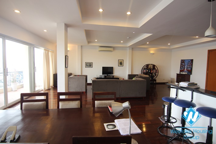  Lake view with big balcony 3 bedroom apartment  on the top floor for rent in Xuan Dieu st, tay Ho district