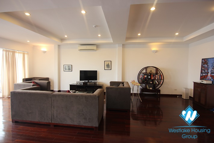 Lake view with big balcony 3 bedroom apartment  on the top floor for rent in Xuan Dieu st, tay Ho district
