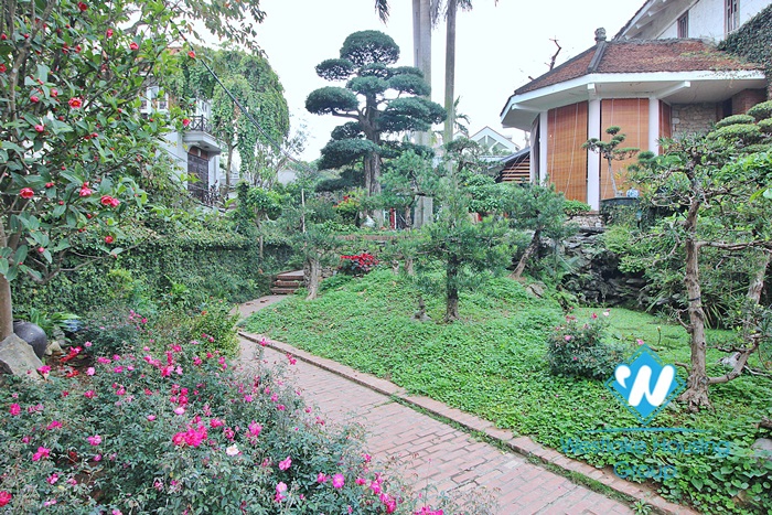 Ancient architecture villa with huge garden for rent in Tay Ho District