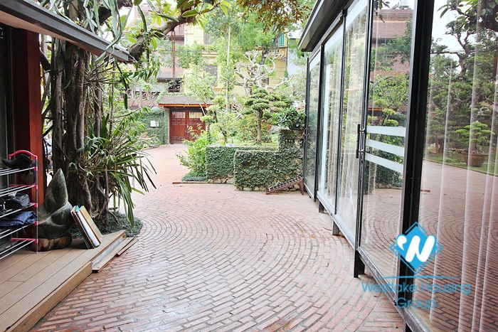 Ancient architecture villa with huge garden for rent in Tay Ho District