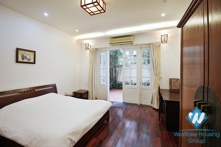 Serviced apartment with backyard for rent in Xuan Dieu street, Tay Ho