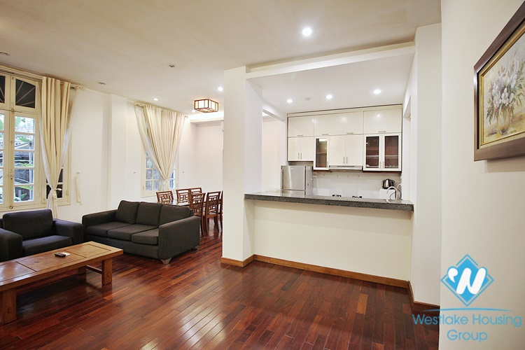 Serviced apartment with backyard for rent in Xuan Dieu street, Tay Ho