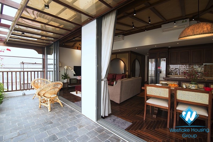 The top floor with breaking  view  apartment in Yen Phu village for lease.