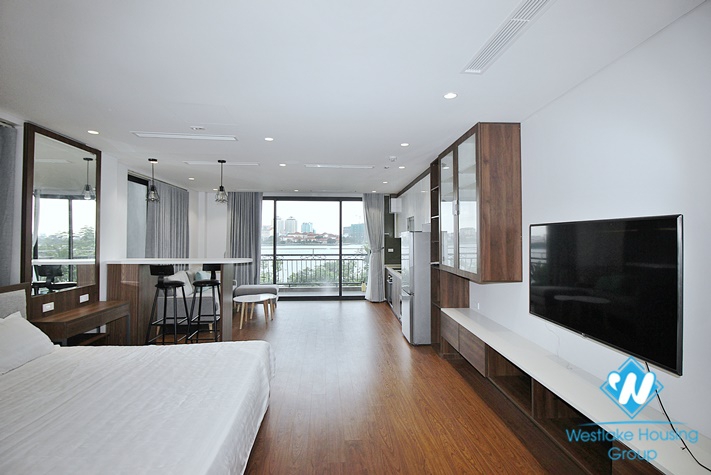 Lake -view with lovely balcony studio for rent on Nhat Chieu