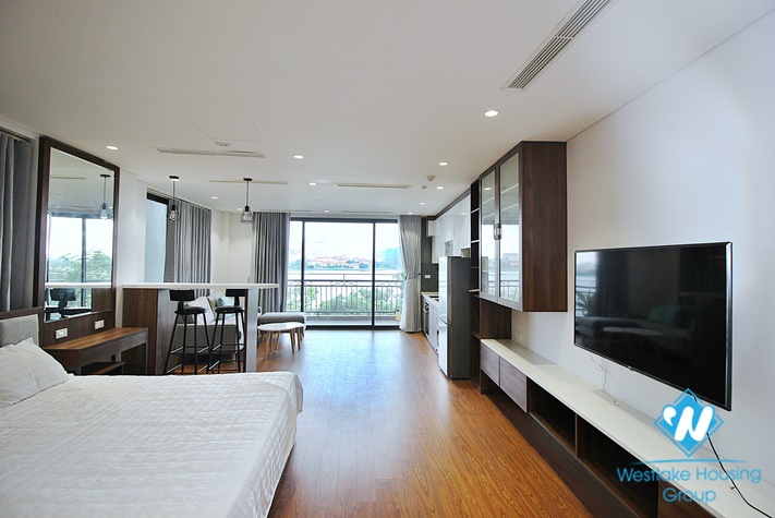 Lake -view with lovely balcony studio for rent on Nhat Chieu