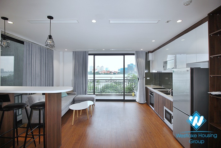 Lake -view with lovely balcony studio for rent on Nhat Chieu