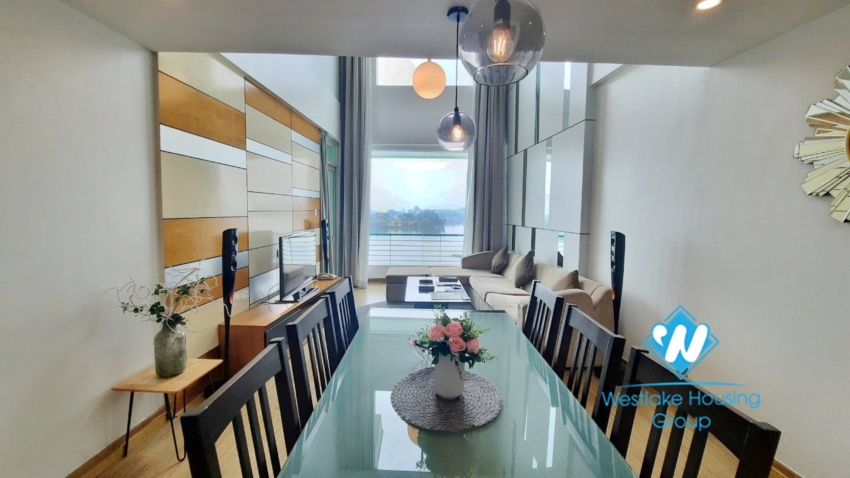 2 bedroom duplex apartment with lake view good location for rent in Tay Ho.