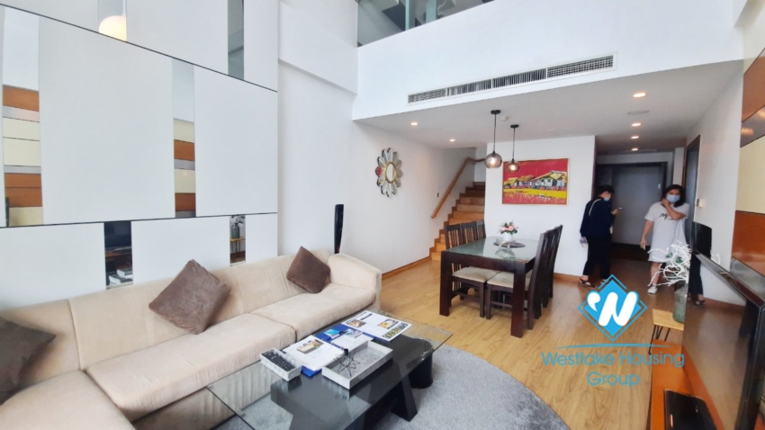 2 bedroom duplex apartment with lake view good location for rent in Tay Ho.