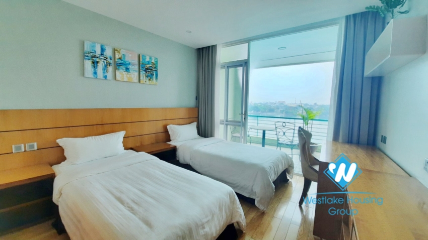 2 bedroom duplex apartment with lake view good location for rent in Tay Ho.