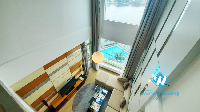 2 bedroom duplex apartment with lake view good location for rent in Tay Ho.