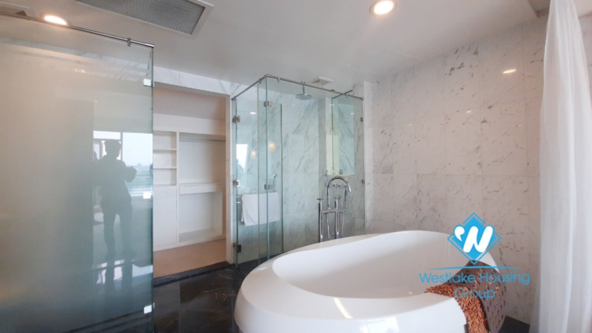 2 bedroom duplex apartment with lake view good location for rent in Tay Ho.