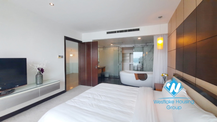 2 bedroom duplex apartment with lake view good location for rent in Tay Ho.