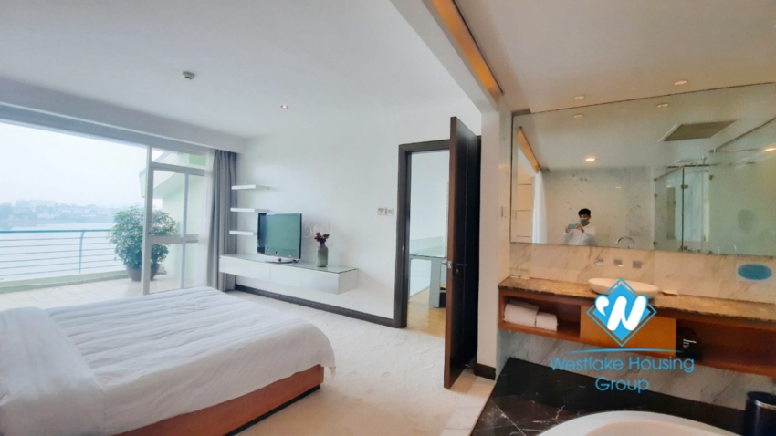 2 bedroom duplex apartment with lake view good location for rent in Tay Ho.