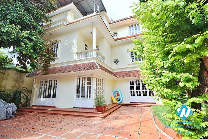 Charming villa for rent in Tay Ho with swimming pool and large garden yard