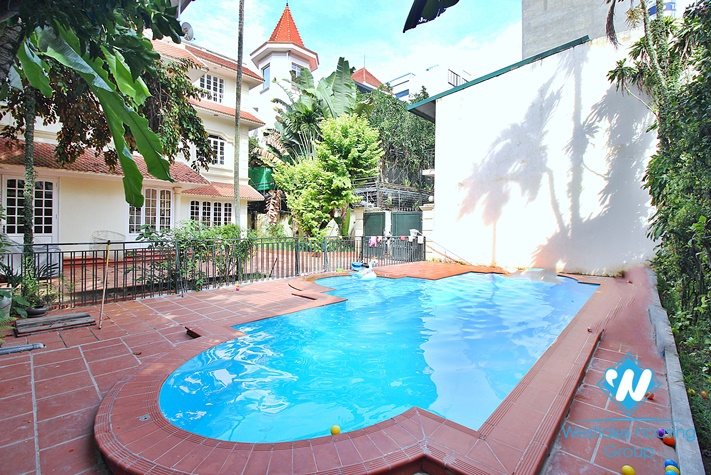 Charming villa for rent in Tay Ho with swimming pool and large garden yard