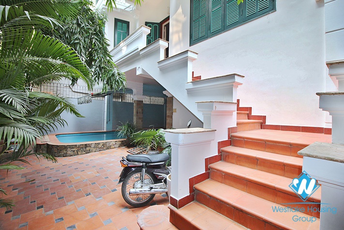 French colonial house with swimming pool for rent in Westlake area, Hanoi