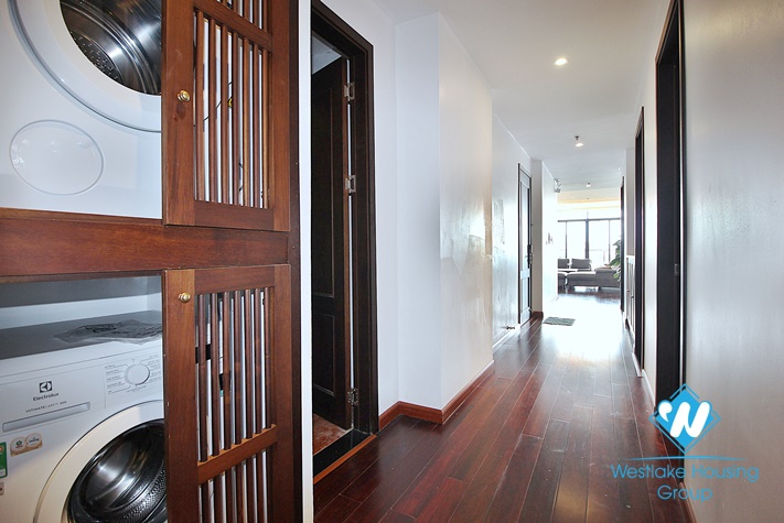 Large three-bedroom apartment with lake view for rent in Tay Ho.
