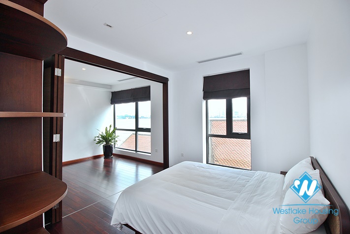 Large three-bedroom apartment with lake view for rent in Tay Ho.