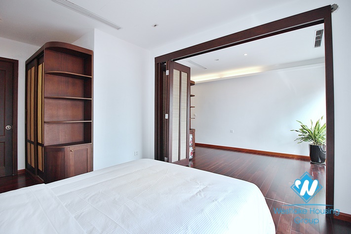 Large three-bedroom apartment with lake view for rent in Tay Ho.