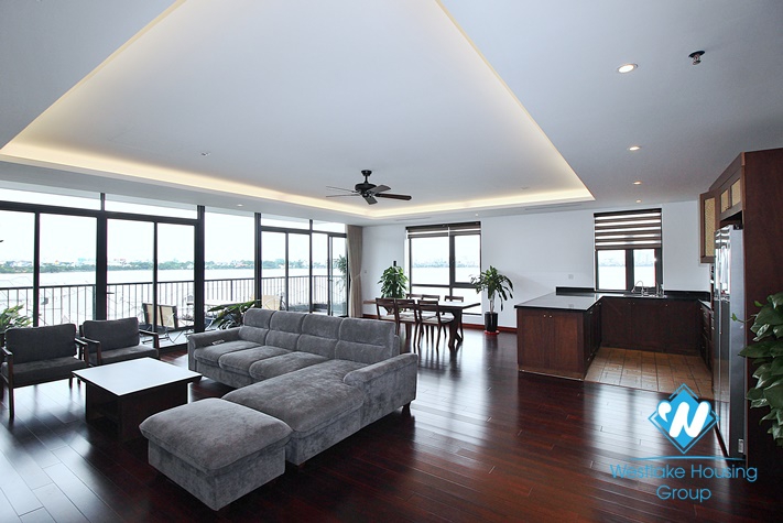 Large three-bedroom apartment with lake view for rent in Tay Ho.