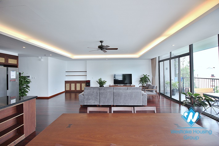 Large three-bedroom apartment with lake view for rent in Tay Ho.