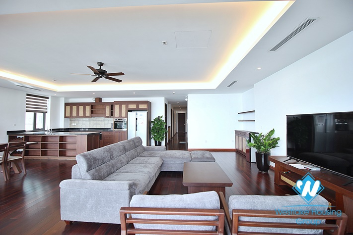 Large three-bedroom apartment with lake view for rent in Tay Ho.