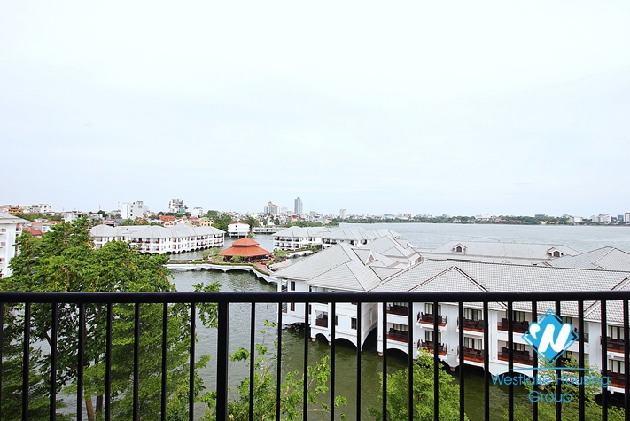 Large three-bedroom apartment with lake view for rent in Tay Ho.
