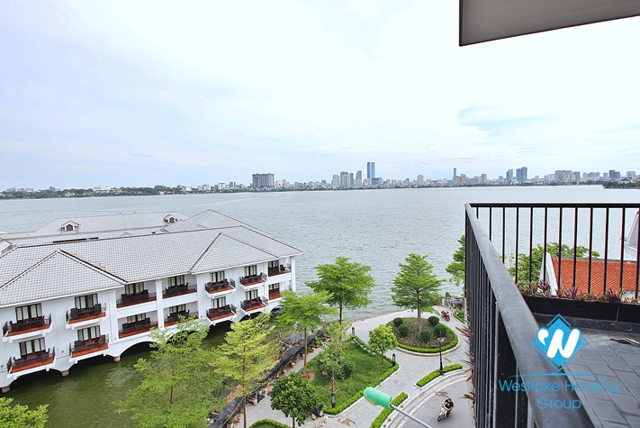 Large three-bedroom apartment with lake view for rent in Tay Ho.