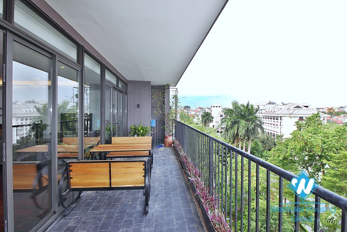 Large three-bedroom apartment with lake view for rent in Tay Ho.