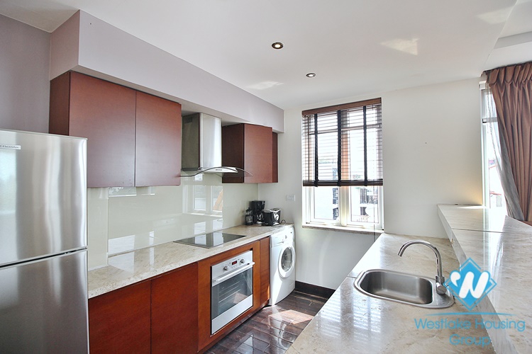 Lake view 1 bedroom apartment with huge balcony for rent in Quang An, Tay Ho