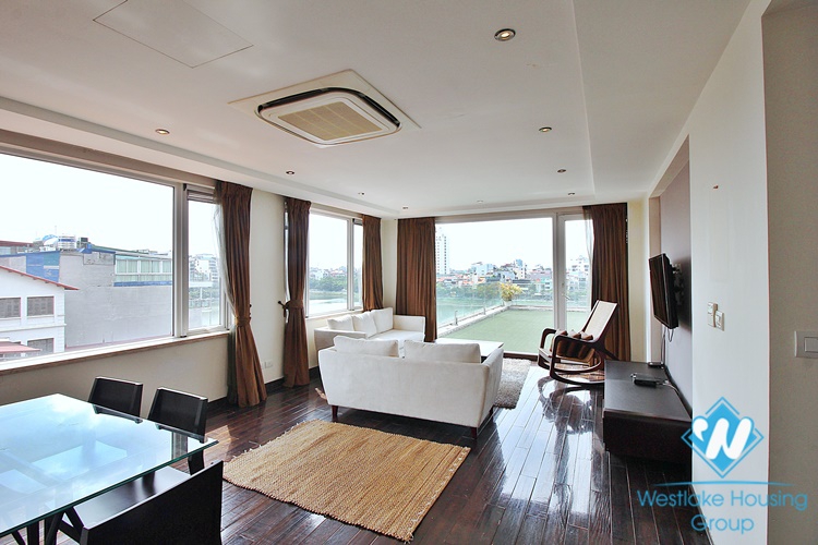 Lake view 1 bedroom apartment with huge balcony for rent in Quang An, Tay Ho