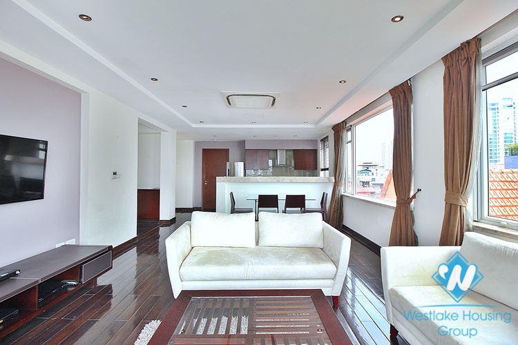 Lake view 1 bedroom apartment with huge balcony for rent in Quang An, Tay Ho