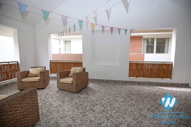 Gorgeous house with front yard and top terrace and lake view for rent in Tay Ho, Hanoi